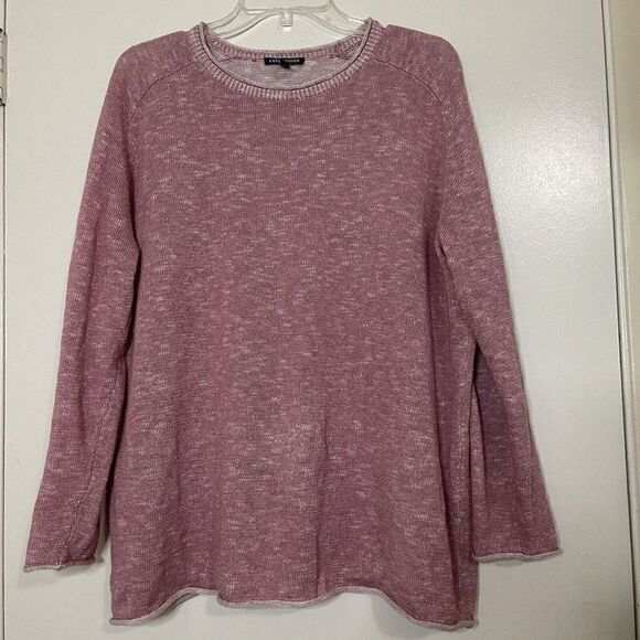 EILEEN FISHER Pink knit pullover organic linen round neck sweater top - Picture 1 of 4